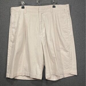 Mens‎ 100% Linen Pleated Shorts Beige Oatmeal Size 38 Summer Casual